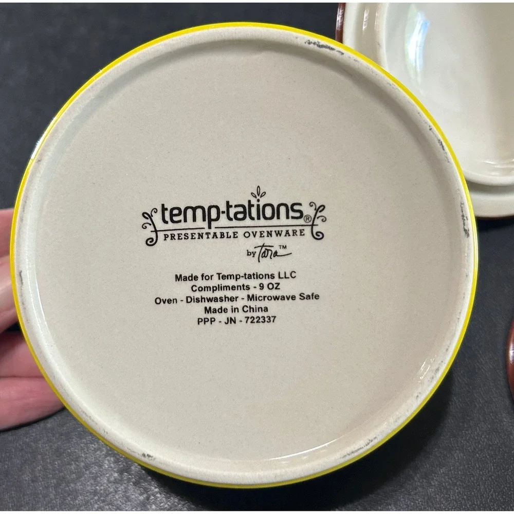 Temptations Mini Casserole Dishes SET/2 Striped Floral Lids & Wire Racks 9 oz‎